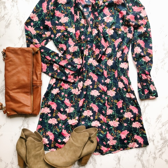 Old Navy Floral Long Sleeve Dress Women's Medium - Picture 1 of 6